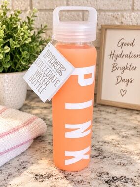 PINK Neon Coral & White Water Bottle - NWT